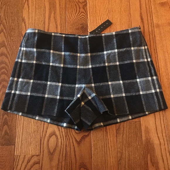Black, Grey, and White Theory Plaid Shorts - Picture 1 of 3
